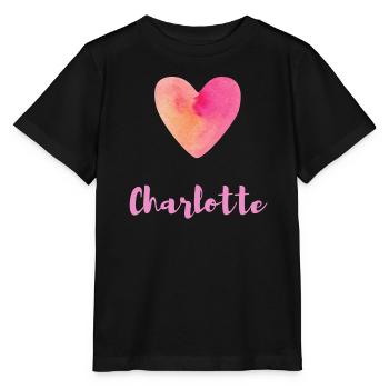 Charlotte Rosa Herz Feminines Namensdesign - Stanley/Stella Kinder T-Shirt MINI CREATOR  - Schwarz - Vorne - Mikhail (115cm)