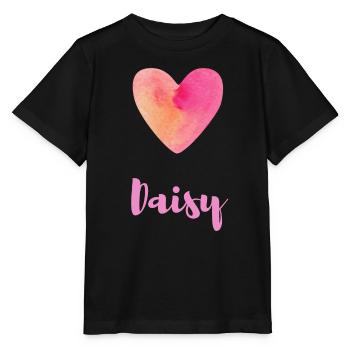 Daisy Heart Girl Pastel Aesthetic Shirt - Stanley/Stella MINI CREATOR Kids’ T-Shirt - black - Front - Mikhail (115cm)