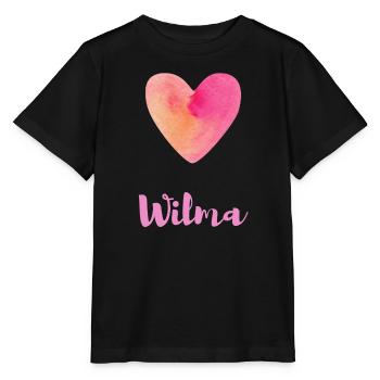 Wilma Rosa Herz Mädchen Aesthetic Namensshirt - Stanley/Stella Kinder T-Shirt MINI CREATOR  - Schwarz - Vorne - Mikhail (115cm)