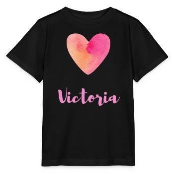 Victoria Rosa Herz Mädchen Aesthetic Outfit Tee - Stanley/Stella Kinder T-Shirt MINI CREATOR  - Schwarz - Vorne - Mikhail (115cm)