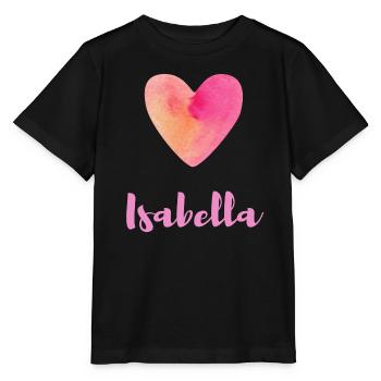 Isabella Pink Heart Girl Aesthetic Shirt - Stanley/Stella MINI CREATOR Kids’ T-Shirt - black - Front - Mikhail (115cm)