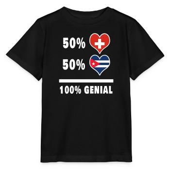 Kuba und Schweiz 100% Genial Flagge - Stanley/Stella Kinder T-Shirt MINI CREATOR  - Schwarz - Vorne - Mikhail (115cm)