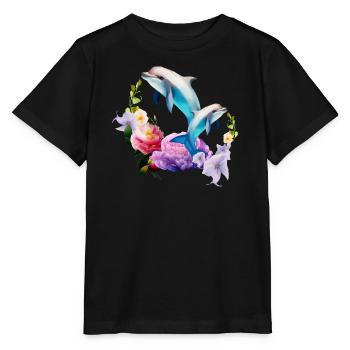 Dauphins Les créatures les plus adorables de la mer - T-shirt bio MINI CREATOR Stanley/Stella Enfant - noir - Devant - Mikhail (115cm)