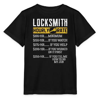 Serrurier Tarifs horaires Serrurier - T-shirt bio MINI CREATOR Stanley/Stella Enfant - noir - Devant - Mikhail (115cm)