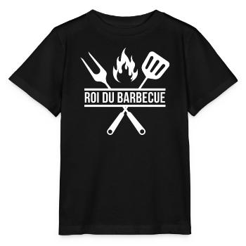 BBQ, roi du barbecue, viande à griller - T-shirt bio MINI CREATOR Stanley/Stella Enfant - noir - Devant - Mikhail (115cm)