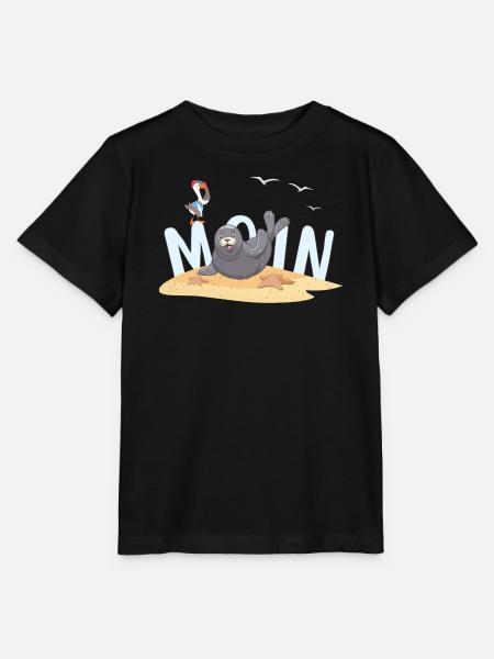 Moin Robbe Möwe Strand - Stanley/Stella Kinder T-Shirt MINI CREATOR  - Schwarz