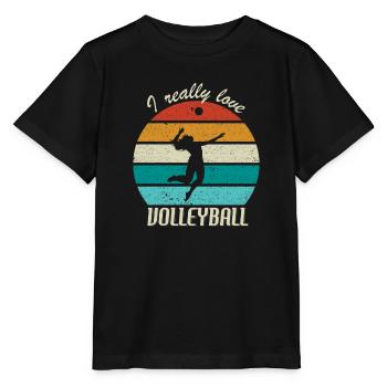 I Really Love Volleyball - Stanley/Stella MINI CREATOR Kids’ T-Shirt - black - Front - Mikhail (115cm)