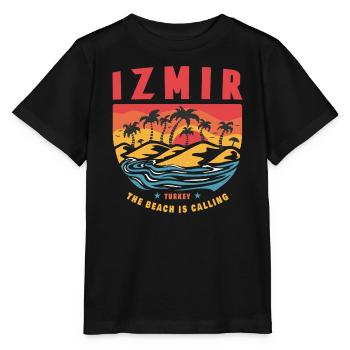 Motif palmier Izmir, Turquie - T-shirt bio MINI CREATOR Stanley/Stella Enfant - noir - Devant - Mikhail (115cm)
