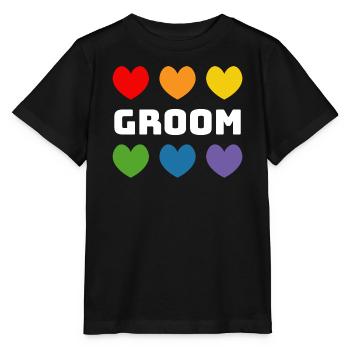 Rainbow Hearts Groom blanc - T-shirt bio MINI CREATOR Stanley/Stella Enfant - noir - Devant - Mikhail (115cm)