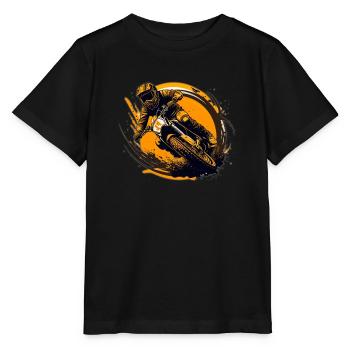 Motocross Flamme im Sprint - Stanley/Stella Kinder T-Shirt MINI CREATOR  - Schwarz - Vorne - Mikhail (115cm)