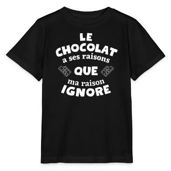 chocolat, fan de chocolat, j'aime le chocolat - T-shirt bio MINI CREATOR Stanley/Stella Enfant - noir - Devant - Mikhail (115cm)