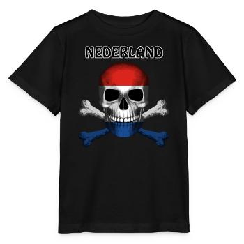 Crâne Jolly Roger Pirate Flag Nederland R6Z - T-shirt bio MINI CREATOR Stanley/Stella Enfant - noir - Devant - Mikhail (115cm)
