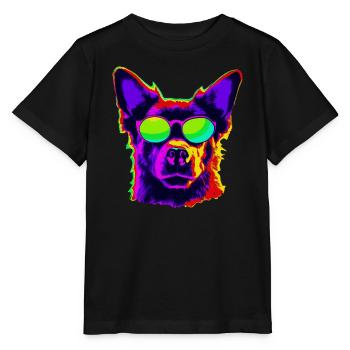 Stylischer Vierbeiner mit Sonnenbrille - Stanley/Stella Kinder T-Shirt MINI CREATOR  - Schwarz - Vorne - Mikhail (115cm)