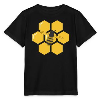 Biene und Waben - Stanley/Stella Kinder T-Shirt MINI CREATOR  - Schwarz - Vorne - Mikhail (115cm)