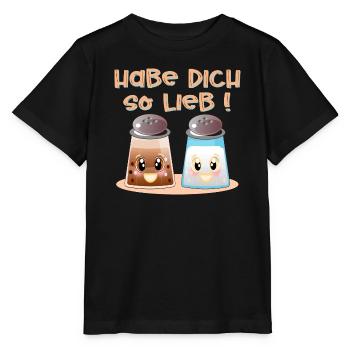 Habe Dich so lieb - Salz und Pfeffer - Stanley/Stella Kinder T-Shirt MINI CREATOR  - Schwarz - Vorne - Mikhail (115cm)