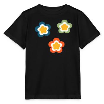70er Jahre Blume Muster Retro Hippie Festival - Stanley/Stella Kinder T-Shirt MINI CREATOR  - Schwarz - Vorne - Mikhail (115cm)