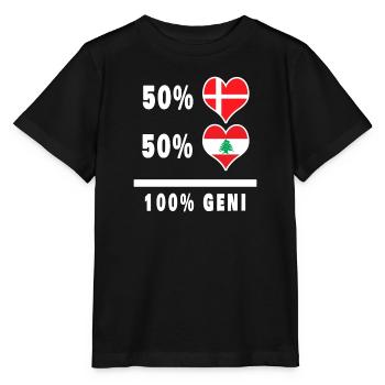 Libanon und Dänemark 100% geniale Flagge - Stanley/Stella Kinder T-Shirt MINI CREATOR  - Schwarz - Vorne - Mikhail (115cm)