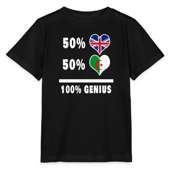 Algérie et Grande-Bretagne 100% Genius Flag - T-shirt bio MINI CREATOR Stanley/Stella Enfant - noir - Devant - Mikhail (115cm)