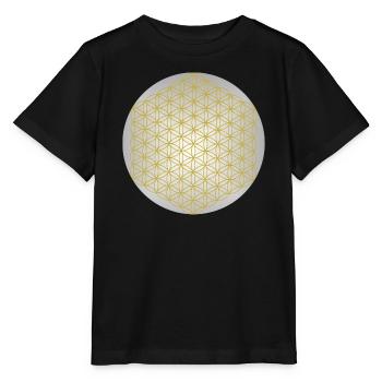 Fleur de Vie Or - 5ème Dimension - Mandala - T-shirt bio MINI CREATOR Stanley/Stella Enfant - noir - Devant - Mikhail (115cm)