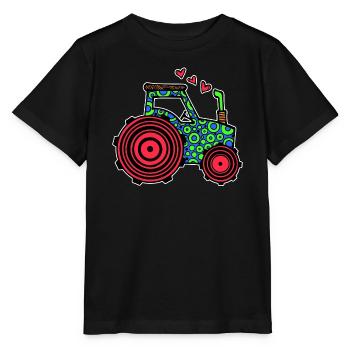 Tracteur Coeur Véhicule Commercial Campagne Vie Champ Agriculteur - T-shirt bio MINI CREATOR Stanley/Stella Enfant - noir - Devant - Mikhail (115cm)