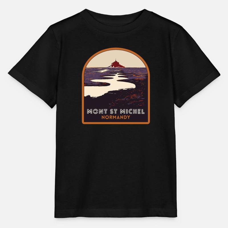 Illustration colorée du Mont Saint Michel - T-shirt bio MINI CREATOR Stanley/Stella Enfant - noir