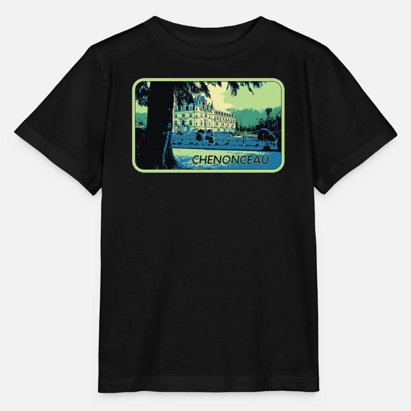 Vue Château de Chenonceau : Vallée de la Loire - T-shirt bio MINI CREATOR Stanley/Stella Enfant - noir