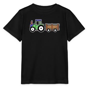 Farm Tractor Vehicle Motor Vehicle Organic Farmer - Stanley/Stella MINI CREATOR Kids’ T-Shirt - black - Front - Mikhail (115cm)