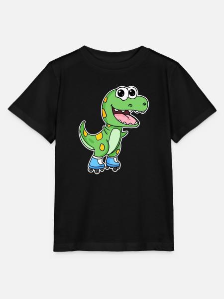 Dinosaurier Skating - Stanley/Stella Kinder T-Shirt MINI CREATOR  - Schwarz
