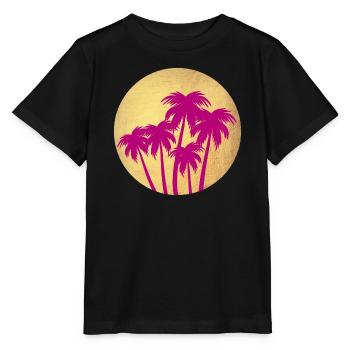 Circle Gold Palm Pink Holiday Deluxe South Seas Luxury - Stanley/Stella MINI CREATOR Kids’ T-Shirt - black - Front - Mikhail (115cm)