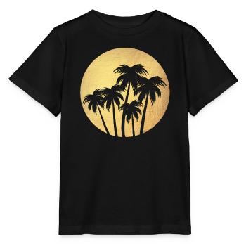 Circle Gold Palm Trees Luxury Vacation Round Chill South Seas - Stanley/Stella MINI CREATOR Kids’ T-Shirt - black - Front - Mikhail (115cm)