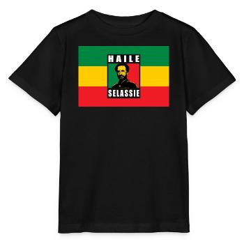 REGGAE RASTA FLAG - SELASSIE I - JAH RASTAFARI - Stanley/Stella MINI CREATOR Kids’ T-Shirt - black - Front - Mikhail (115cm)