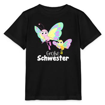 Große Schwester Schmetterling - Stanley/Stella Kinder T-Shirt MINI CREATOR  - Schwarz - Vorne - Mikhail (115cm)