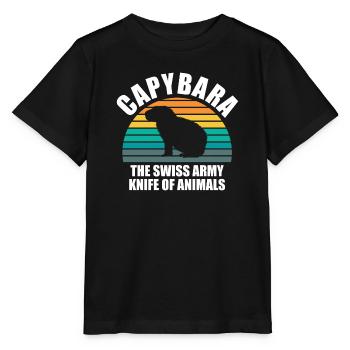 Capybara Zootier Design - Stanley/Stella Kinder T-Shirt MINI CREATOR  - Schwarz - Vorne - Mikhail (115cm)