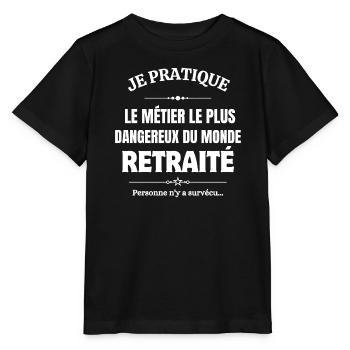retraité, je suis retraité, prendre sa retraite - T-shirt bio MINI CREATOR Stanley/Stella Enfant - noir - Devant - Mikhail (115cm)