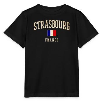 Strasbourg - France flag - Stanley/Stella MINI CREATOR Kids’ T-Shirt - black - Front - Mikhail (115cm)