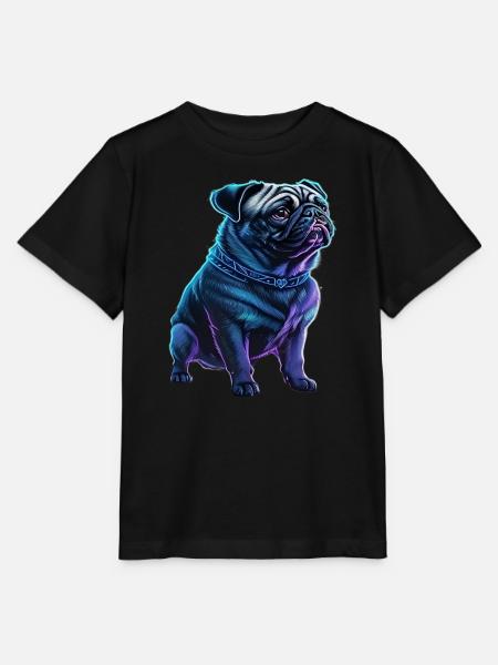 Futuristischer Neon-Mops - Stanley/Stella Kinder T-Shirt MINI CREATOR - Schwarz