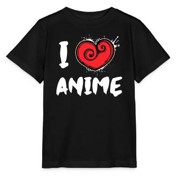 Manga Ich Liebe Anime Statement Trickfilm Herz - Stanley/Stella Kinder T-Shirt MINI CREATOR  - Schwarz - Vorne - Mikhail (115cm)