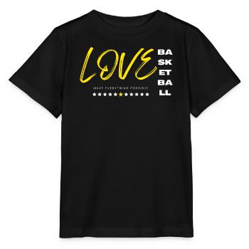Liebe Basketball gelb - Stanley/Stella Kinder T-Shirt MINI CREATOR  - Schwarz - Vorne - Mikhail (115cm)