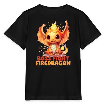 Endgegner Feuerdrache Rollenspiel Fantasymotiv - Stanley/Stella Kinder T-Shirt MINI CREATOR  - Schwarz - Vorne - Mikhail (115cm)