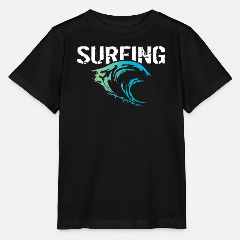 Surfeur Surf Symbole Vagues Couleurs Nature Océan - T-shirt bio MINI CREATOR Stanley/Stella Enfant - noir