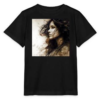 Portrait femme 01 - T-shirt bio MINI CREATOR Stanley/Stella Enfant - noir - Devant - Mikhail (115cm)