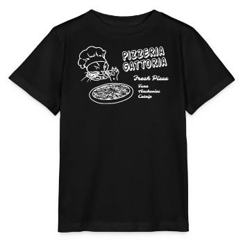 Funny Pizza Box Cat - Pizzeria Gottoria - Stanley/Stella MINI CREATOR Kids’ T-Shirt - black - Front - Mikhail (115cm)