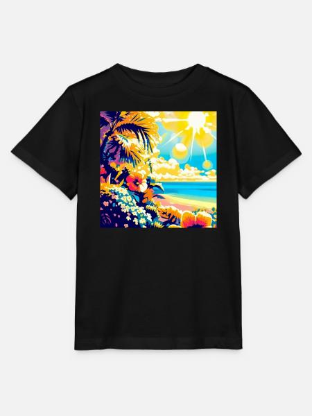Tropischer Retro Strand und Sonnenschein - Stanley/Stella Kinder T-Shirt MINI CREATOR  - Schwarz
