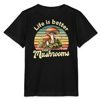 Mushroom Mushrooms - Stanley/Stella MINI CREATOR Kids’ T-Shirt - black - Front - Mikhail (115cm)