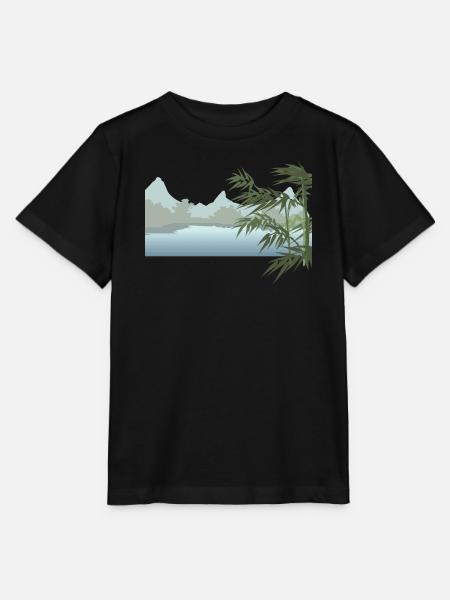 Flusslandschaft mit Palmenblätter - Stanley/Stella Kinder T-Shirt MINI CREATOR  - Schwarz