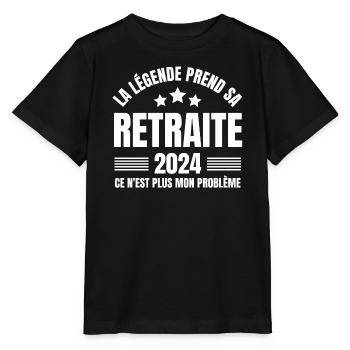 retraite, prendre sa retraite, retraité - T-shirt bio MINI CREATOR Stanley/Stella Enfant - noir - Devant - Mikhail (115cm)