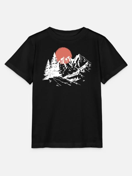 Berg-Sonnenuntergang-Silhouette - Stanley/Stella Kinder T-Shirt MINI CREATOR - Schwarz