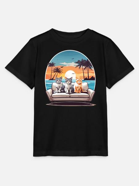 Katzen am Meer - Stanley/Stella Kinder T-Shirt MINI CREATOR  - Schwarz