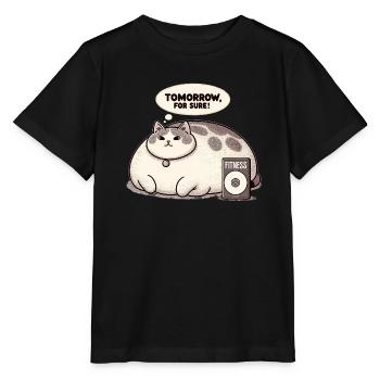 Fitness grouch chat - T-shirt bio MINI CREATOR Stanley/Stella Enfant - noir - Devant - Mikhail (115cm)