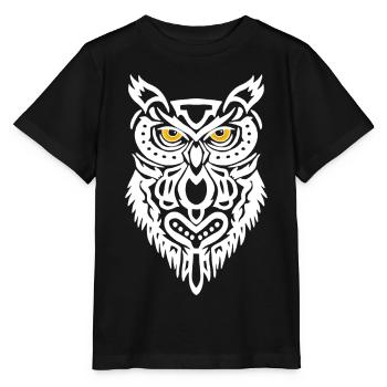 Der Blick der weißen Eule - Stanley/Stella Kinder T-Shirt MINI CREATOR  - Schwarz - Vorne - Mikhail (115cm)